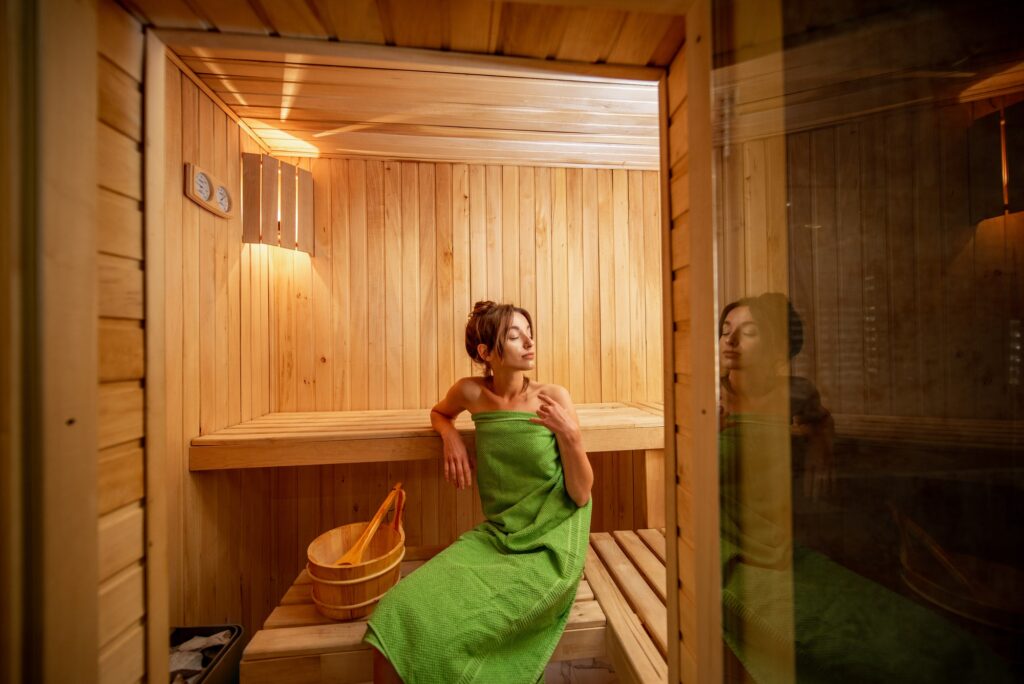 Woman in sauna