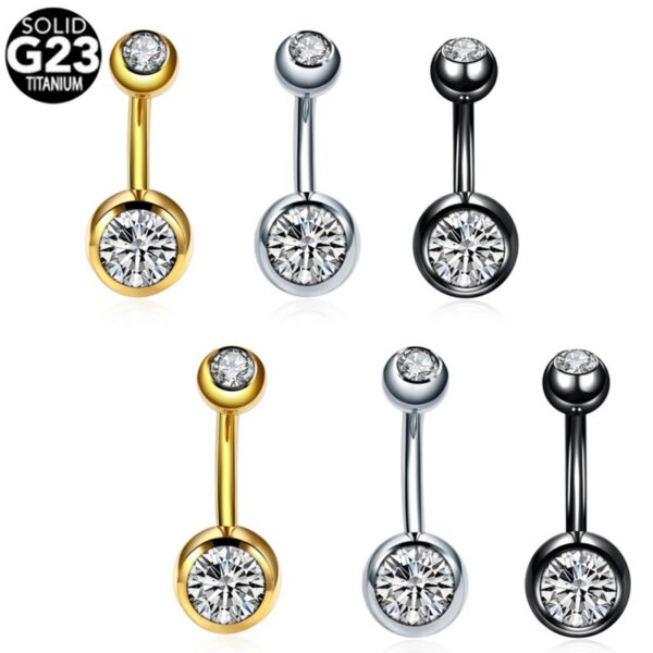 Luxe titanium navelpiercing met steentjes