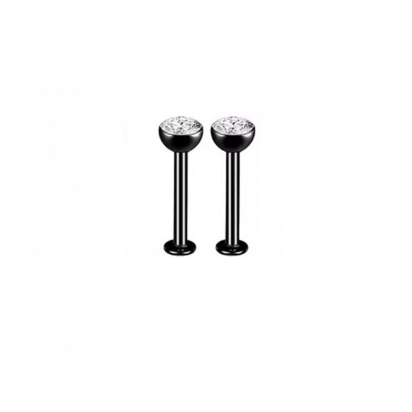 Black Titanium Push Pin Labret met steen